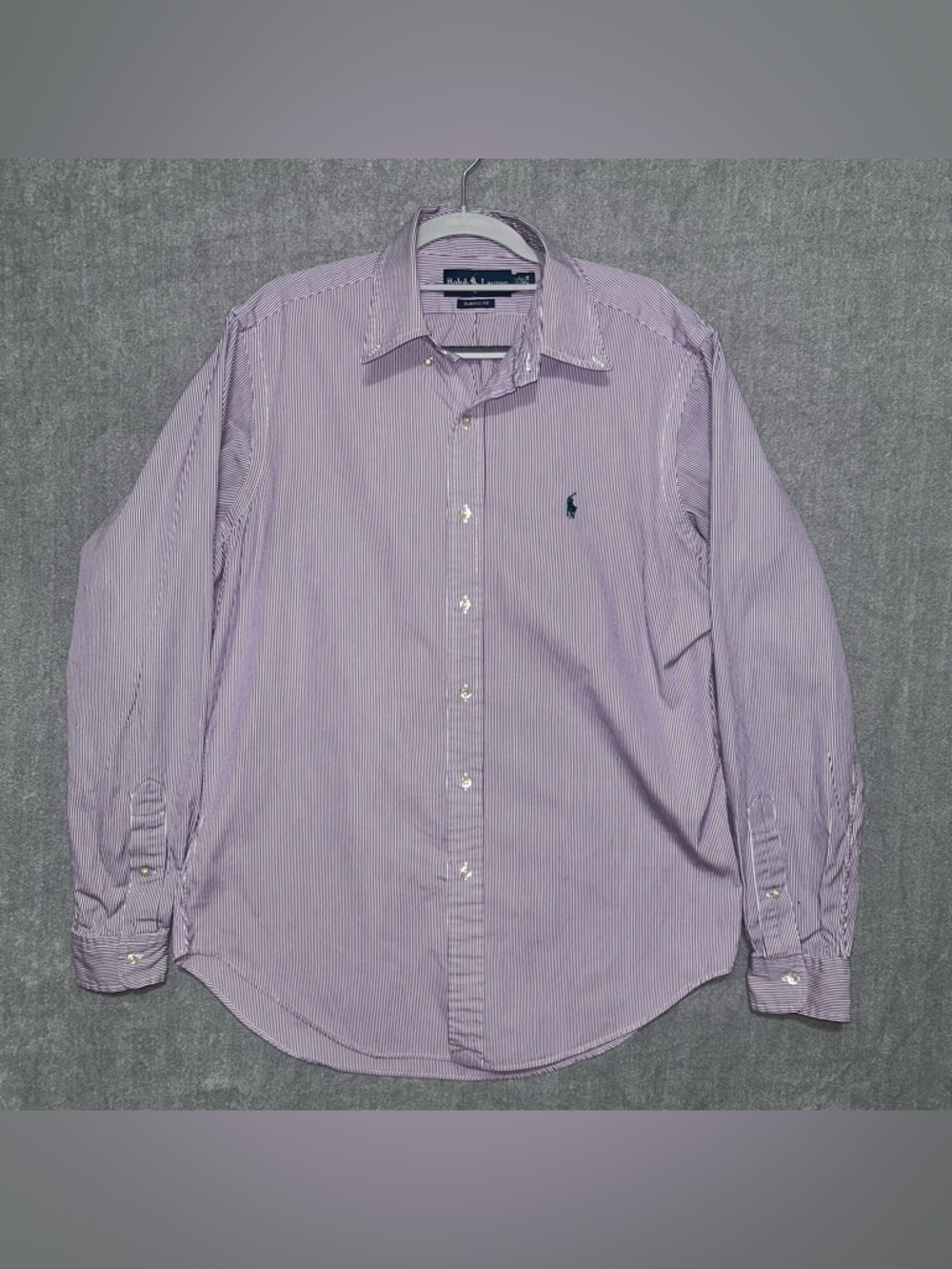 15.5 34/35 Ralph Lauren Men’s Button Down Shirt Purple White Stripes